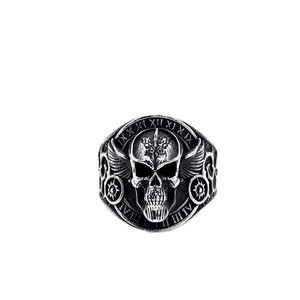 1 Retro Stainless Steel Skull Ring for Men Aged Finish Gothic Biker <strong>Punk</strong> Style Size 8 9 10 11 12 13 Jewelry Wholesale - Product Image 6