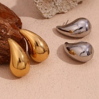 Offre Spéciale Ensembles de Bijoux Tendance en Acier Inoxydable Plaqué Or 18K, Boucles d'Oreilles Goutte d'Eau, Collier, Bagues et Bracelet pour Femme