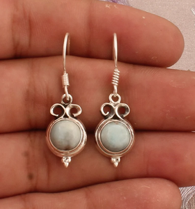 Vente chaude 2025 925 Boucles d'oreilles en argent sterling avec pierre précieuse ronde Larimar pour les mariages au prix de gros - Product Image 3