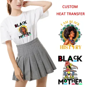 Hitam Gadis dtf desain baru pabrik grosir dtf panas label transfer desain logo kustom vinil panas transfer desain untuk t-shirt