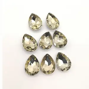 Shiny diamond glass crystals stones yellow tear drop rhinestones diamond art accessories