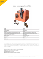 Machine de recyclage électrique et électronique de moteurs de rebut MR-816 VANER, machine de recyclage de stators de moteurs de rebut, machine de recyclage de disjoncteurs