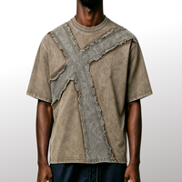 T-shirt en coton délavé surdimensionné de haute qualité avec logo personnalisé vintage 330 g/m² pour homme