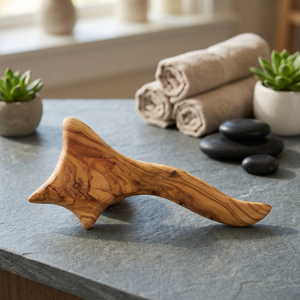 Ergonomic Handcrafted Olive Wood Back Leg <b>Massager</b> Trigger Point Therapy <b>Tool</b> Antique Imitation Style Mediterranean Regional - Product Image 3