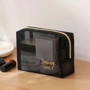 Sac de maquillage de voyage personnalisé de haute qualité, pochette de rangement, sac cosmétique en nylon à mailles, sac de maquillage pour femme - Product Image 6