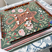 Tapis de table de mahjong américain de luxe personnalisé à motif léopard, tapis de jeu de mahjong sur mesure