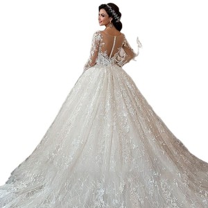 Princess Ball Gown Wedding Dress Sweetheart Neckline Long Train Vintage White Bridal Dress - Product Image 5