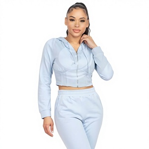 Conjunto Deportivo de Forro Polar Sólido para Mujer, Invierno, Calidad Premium, 100% Algodón, Ropa Deportiva, Uso Casual, Servicios OEM, Logotipo Personalizado - Product Image 1