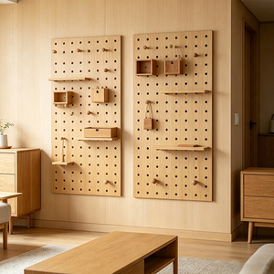Solid <strong>Wood</strong> Pegs Modular Hanging <strong>Storage</strong> Multifunction Back Board <strong>Shelving</strong> Tool Rack Shelves Pegboard Wall Set - Product Image 1
