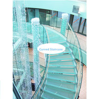 Verre dépoli incurvé escaliers escalier en verre moderne de conception