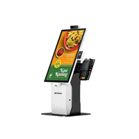 Kiosque de commande automatique pour restaurant, écran tactile, menu numérique, terminal de paiement par carte, scanner QR, imprimante de reçus, caméra