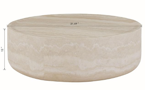 Ronde salontafel met marmerpatroon, trommelvormige salontafel, cocktailtafel van glasvezel, middentafel voor woonkamer of kantoor - Product Image 2