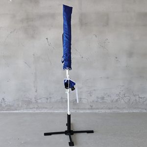 2M UV50+ Protection Steel Beach Umbrellas 180G Polyester 8 Fiberglass Ribs Hand Push <strong>Parasols</strong> Tilt Function <strong>Table</strong> &amp; Glass Holder - Product Image 3