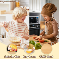 Juego de Cocina de Madera de 6 Piezas, Utensilios de Cocina de Juguete Seguros para Niños, Cocina de Juguete para Niños