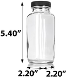 Bouteille en verre carrée vide de 12 oz et 16 oz pour jus, bouteille de boisson carrée française avec couvercle noir – Vente en gros