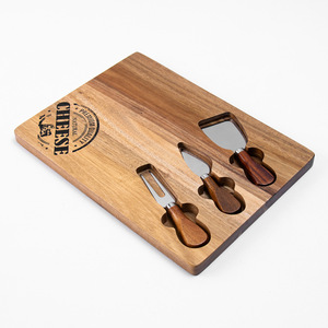 Acacia <b>Wood</b> Cheese Board Set With Stainless Steel Tools Multifunctional Kitchen Serving Tray For Cheese And Dessert - Product Image 5