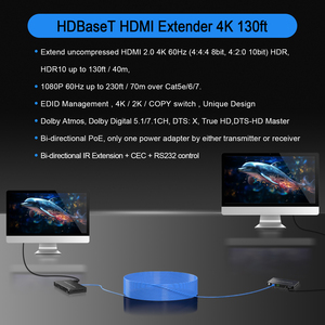 Extenseur <span class=keywords><strong>HDMI</strong></span> 4K <span class=keywords><strong>HDBaseT</strong></span> 40M 4K60Hz 4:4:4 HDR <span class=keywords><strong>HDMI</strong></span> sur Cat6 RS232 IR EDID - Product Image 4