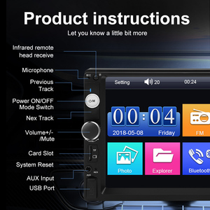 7 "doble Din coche estéreo coche Radio Auto Radio coche Mp5 reproductor pantalla táctil Bt Usb Fm Aux Sd 7010b cámara de visión trasera - Product Image 2