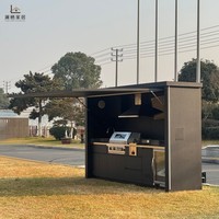 Cuisine extérieure modulaire écologique en acier inoxydable SS304 avec robinet, cave à vin, grills BBQ, contrôle intelligent en résine pour appartement