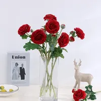 Bunga Peony Buatan Berkualitas Tinggi 2 Kepala, Rasa Seperti Asli, Melembapkan, untuk Buket Pengantin, Dekorasi Rumah, Bunga Palsu