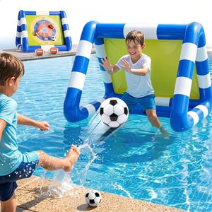 Ensemble de jeu de football gonflable 2-en-1 et de jeu de fléchettes pour piscine - Product Image 1