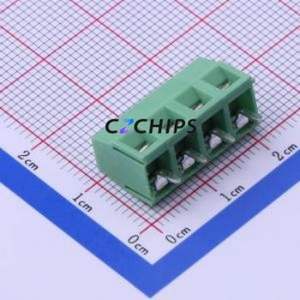 DB127V-5.0-4P-GN-S Screw Terminal Block Through hole Component (THT),P=5mm Connector 1x4P 5mm Green Through Hole - Product Image 1