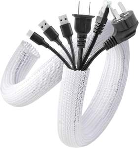 Funda de cable trenzado blanco de 6,6 pies y 2/3 pulgadas Protector de cable flexible de nailon y PE para computadora y automotriz - Product Image 1