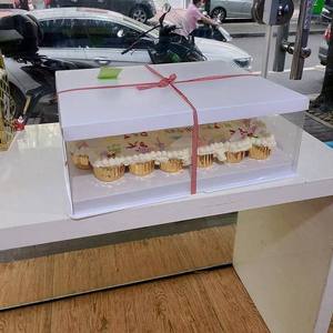 Boîte à gâteaux en dalle rectangulaire de qualité supérieure 28*20*7 "boîte d'emballage de gâteau de célébration de fête de mariage de remise des diplômes entièrement transparente - Product Image 6