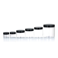 Pot en Plastique PET Transparent Ambré Blanc pour Emballage Alimentaire et Cosmétique, Vente en Gros, 1oz 2oz 4oz 6oz 8oz, avec Couvercles Noirs Blancs Dorés Argentés