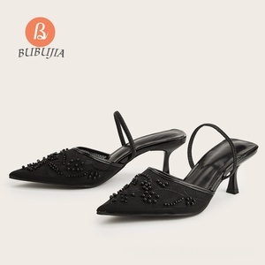 Sandalias Para Mujer 2026 Temperament Stiletto Heels Pointy Toe <strong>Slipper</strong> Embroidered <strong>Beaded</strong> Lace <strong>Mesh</strong> Sandals Design Shoes Woman - Product Image 4