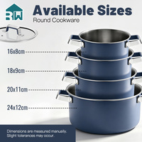 Casserole en céramique avec logo personnalisé OEM ODM, fabrication en gros, batterie de cuisine triple couche en acier inoxydable, marmite de cuisson