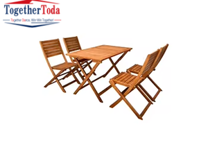 Meubles d'extérieur pliables, table d'extérieur en bois pliable, table de patio portable, bureau et chaises de jardin stables pour le loisir - Product Image 4
