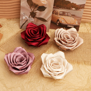 Satin 3D Rose Fabric Hair <b>Clip</b> Elegant DIY Handmade <b>Wedding</b> Accessory - Product Image 2