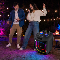 Enceinte Karaoké Portable 40W avec Subwoofer 6,5 pouces, Lumière Disco LED RGB, Microphone Sans Fil et Batterie Rechargeable pour Fêtes