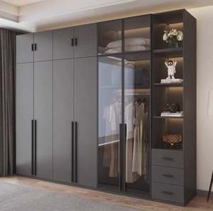 Armarios de Dormitorio Modernos de Diseño Nuevo, Proveedor de Fábrica, Armario de Almacenamiento de Madera con Tablero de Melamina de Lujo con 2 Puertas de Vidrio - Product Image 5