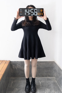 Đồng hồ treo tường kỹ thuật số lớn Led điều khiển từ xa nhiệt kế ngày tuần hiển thị Bộ nhớ bảng treo tường đồng hồ báo thức điện tử kép - Product Image 3