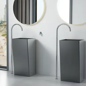 Modern Commercial Decorative Designer Stainless Steel Bathroom Sink Hand Wash Art Basins Bowls 304 Pedestal Golden Sinks