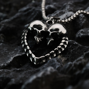 Collier avec pendentif en forme de crâne en acier inoxydable pour hommes, design géométrique, bijoux cadeau - Product Image 3