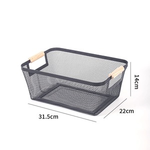 Organizzatore da tavolo con manico in legno in filo metallico cesto per articoli vari - Product Image 3