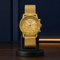Montre à quartz pour homme avec boîtier en acier inoxydable, mouvement à quartz, bracelet en cuir véritable ou en maille d'acier inoxydable en option, montre-bracelet tendance