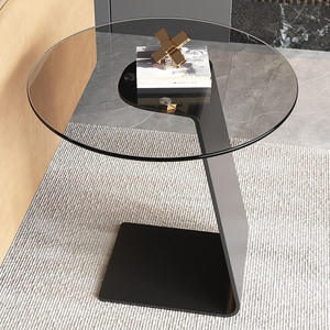 Entrega rápida, muebles modernos y duraderos para el hogar, parte superior de vidrio templado, marco de Metal negro decorativo, mesas laterales/de centro - Product Image 3