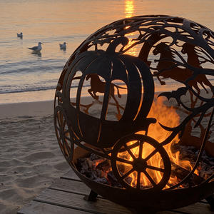 เตาไฟทรงกลมเหล็กกล้าคาร์บอนลายฉลุเลเซอร์สั่งทำพิเศษสำหรับสวนกลางแจ้ง - Product Image 1