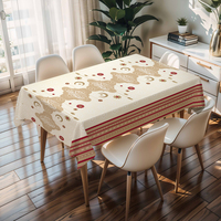 Nappe de jardin vintage RNPT à imprimé géométrique, blanche, infroissable, avec dos en PU, résistante à l'huile et facile à nettoyer