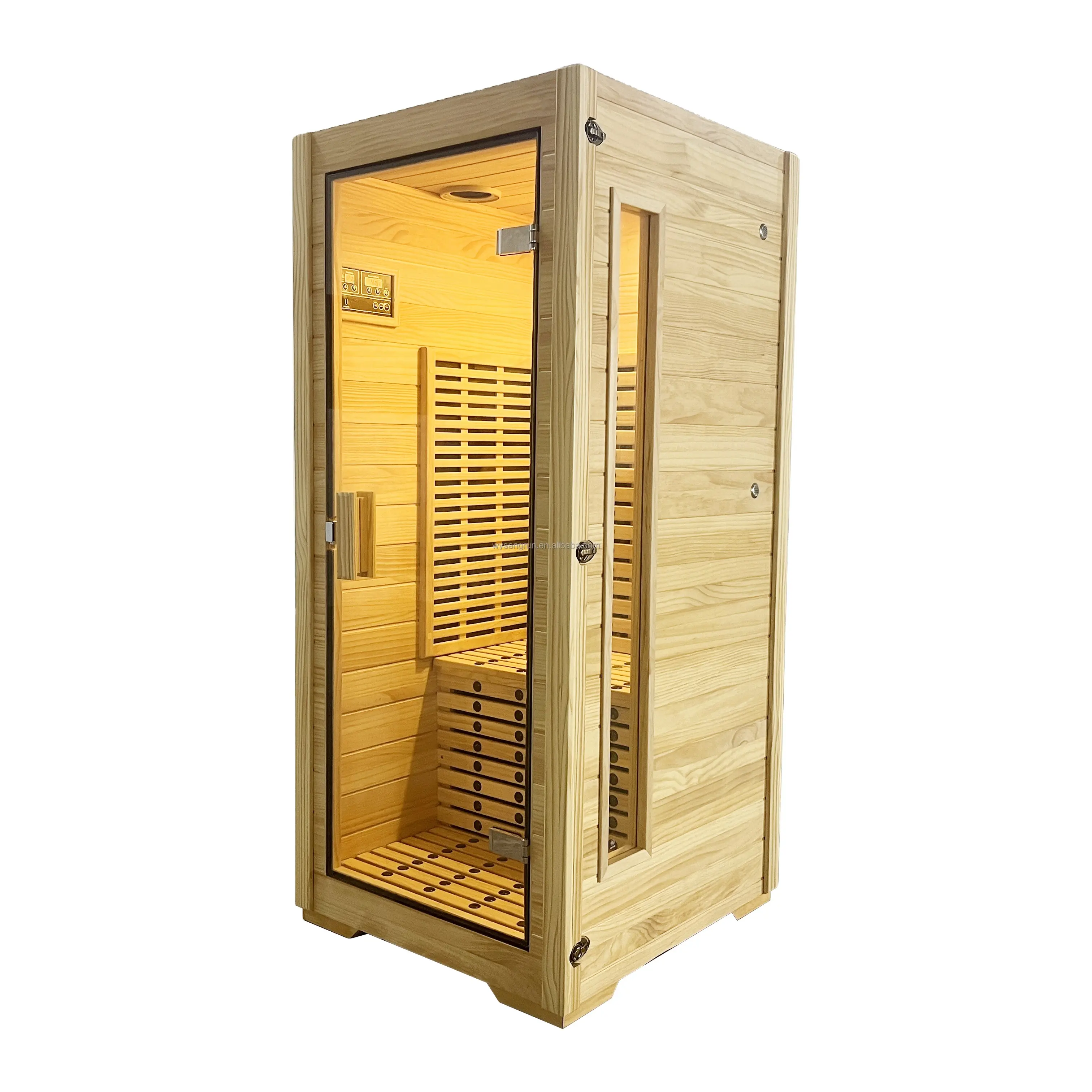 Vente en gros d'usine Sauna à vapeur sec pour une personne en bois massif Sauna intérieur avec pierres de tourmaline