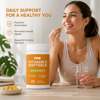 Capsule de vitamine E en gélule souple à marque privée, antioxydant, soutien immunitaire, soin de la peau pour femmes, complément alimentaire beauté pour adultes et femmes