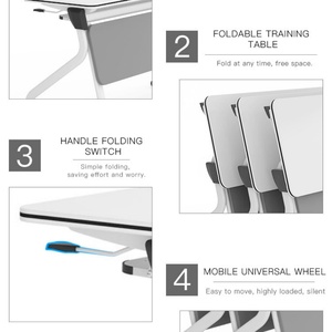 <b>Foldable</b> Study Desk Modular Meeting <b>Tables</b> Folding Training <b>Table</b> With Wheels - Product Image 4