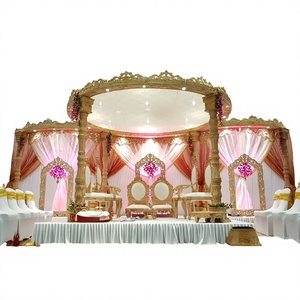 Cérémonie de mariage hindou aspect bois fibre Mandap mariage Mandap incroyable mariage Mandap traditionnel indien Mandap décoration USA - Product Image 1