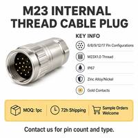 Conector Circular con Rosca Interna M23, Conector Hembra de 6, 8, 9, 12, 17 Pines, Enchufe de Cable, Aleación de Zinc, Contacto Dorado, Embalaje Antiestático, 1 Unidad