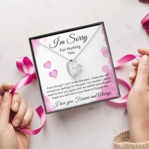 UIONEN Collar Clásico con Colgante de Corazón Plateado 'Lo Siento por Hurtarte' con Tarjeta de Texto Personalizado, Regalo de Perdón y Reconciliación para Parejas - Product Image 4