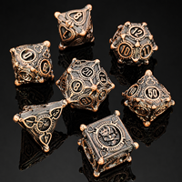 Ensemble de dés de jeu de rôle D&D en métal massif, 7 pièces, faits à la main, à bords vifs, polyédriques, couleur or rouge vif, pour jeux de société Dungeons & Dragons
